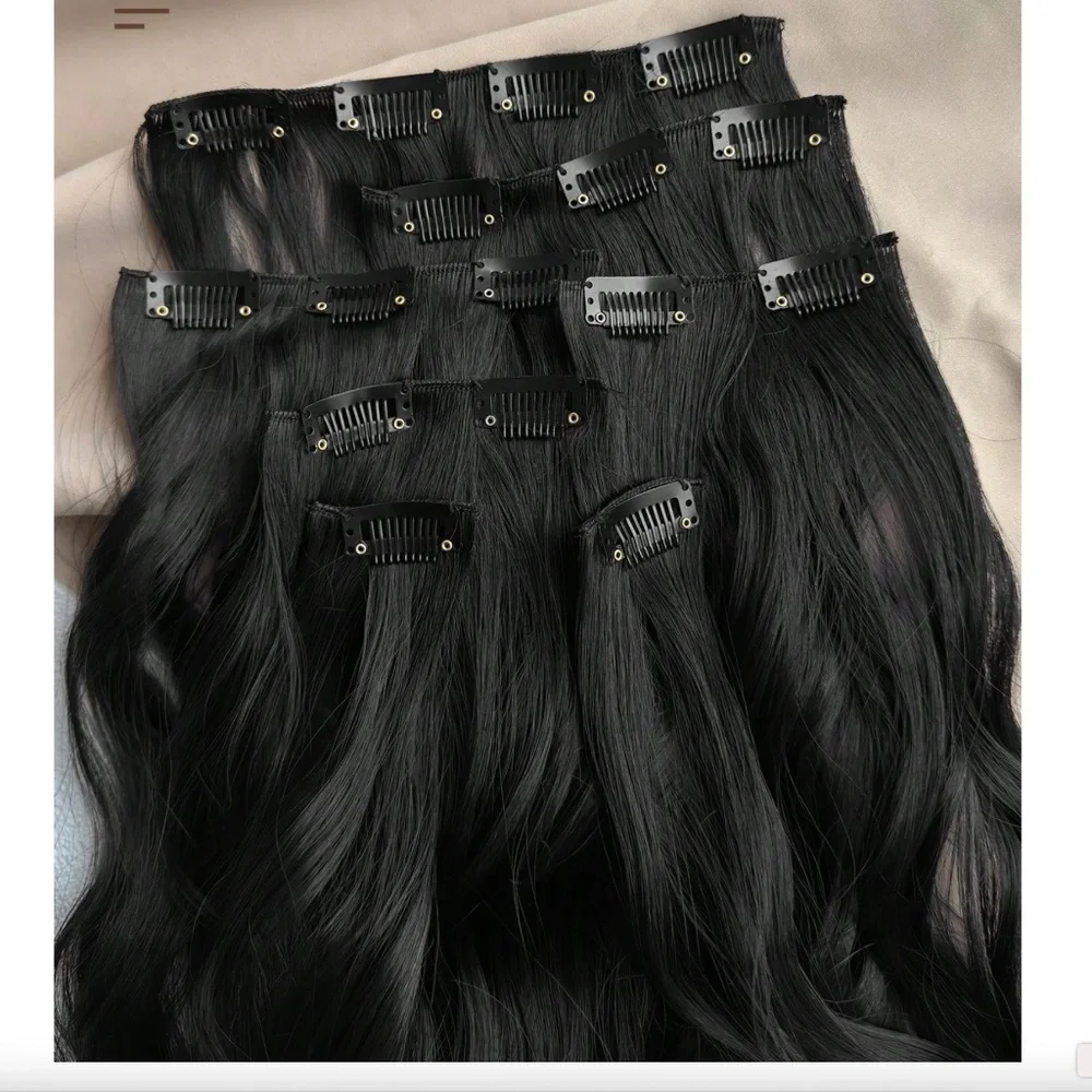 Long Black hair Extensions Clip ins Black hair - Picture 9 of 11